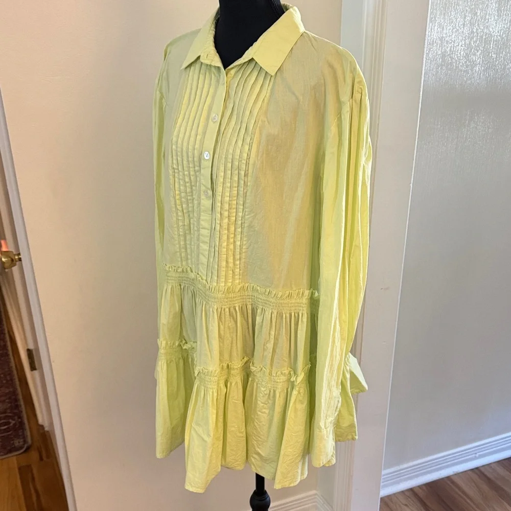 Free People Yellow Button-Up Ruffle Dress - Picture 5 of 7